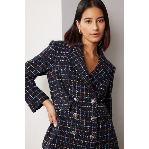 Veronica Beard Rumer Dickey Jacket Blue Tweed Double Breasted Size 8 Preowned - Picture 2 of 12